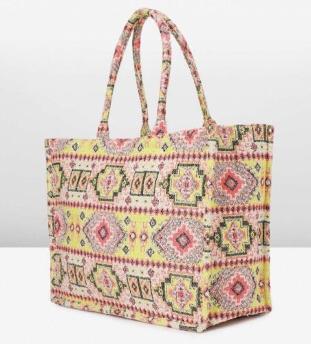 Printed Jacquard Fabric Handbags, Closure Type : Zipper