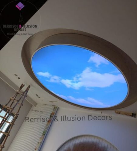 PVC White Moving Clouds Stretch Ceiling