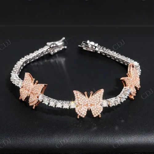 Cdj Polished BM227 Moissanite Diamond Bracelet, Packaging Type : Velvet Box