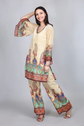 Printed Georgette Women Co-Ord Set, Fit Type : Regular