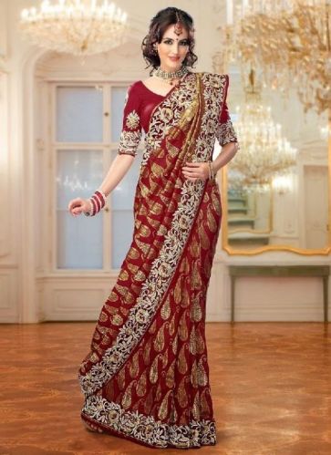 Unstitched Printed Ladies Bridal Saree, Saree Length : 6.3 Meter