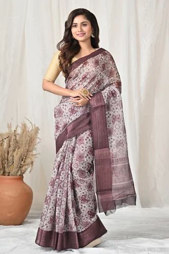 Printed Pure Cotton Saree, Saree Length : 6.3 Meter