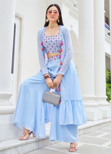 Sky Blue Embroidered Co-Ords Set