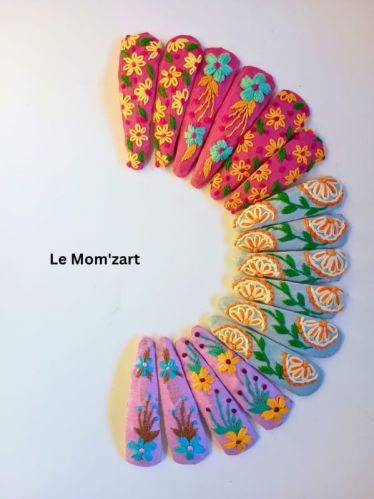 Women's Hand Embroidered Floral Hair Clips