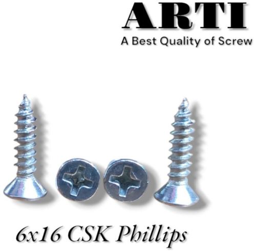 6x16 Csk Phillips Self Tapping Screw, Grade : MS1010