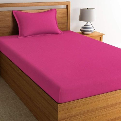 Pink Cotton Plain Single Bed Sheet