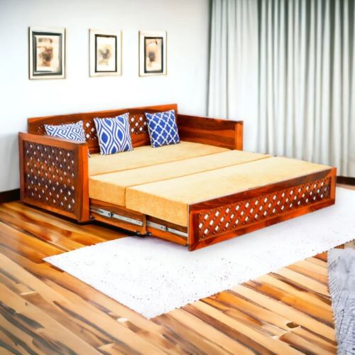 Polished Wooden Sofa Cum Bed, Shape : Square