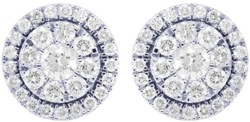 10k White Gold Elegant Round Diamond Earrings