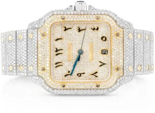 Cartier Moissanite Diamond Studded Fully Iced Out Man's Watch