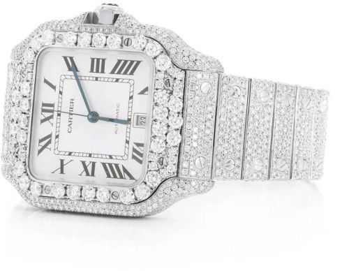 Cartier Round Fully Diamond Studded Watch, Display Type : Analog