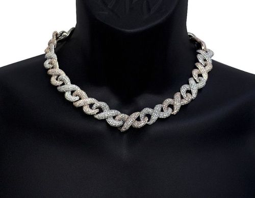 Sterling Silver Diamond Cuban Chain – 46.5 Carats Of VVS1 Clarity