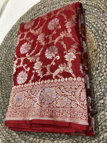 Pure Katan Silk Banarasi Handloom Saree, Speciality : Dry Cleaning