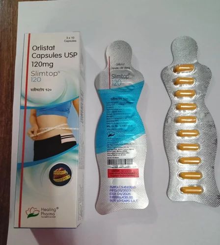 120mg Slimtop Capsules, Composition : Orlistat, Prescription : Prescription, Packaging Type : Stripes