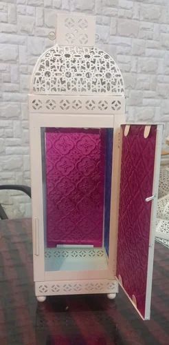 Polished Iron White Decorative Lantern For Light Decoration
