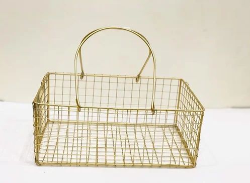 Polished Rectangular Metal Wire Basket For Gift Decoration