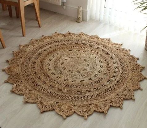 Hand Knotted Designer Jute Rug For Home