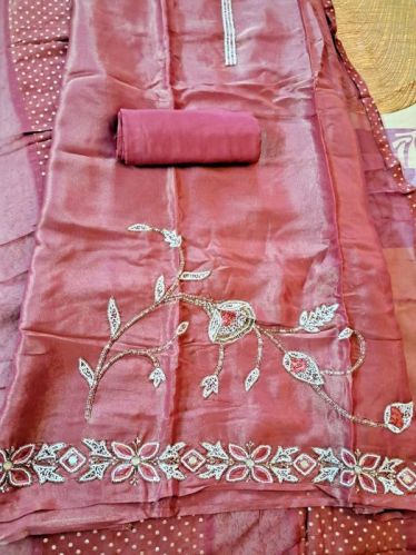 Ladies Anarkali Unstitched Suit, Technics : Machine Made