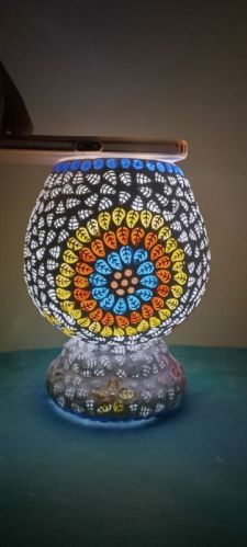 Printed Mushroom Shaped Mosaic Table Lamp, Color : Multi Color