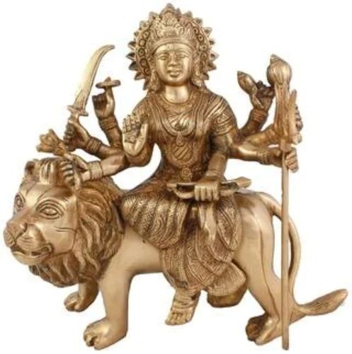 Polished Brass Maa Durga Statue For Worship