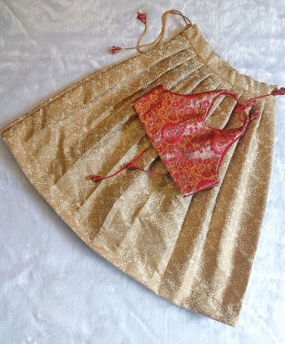 Silk Blend Printed Pattu Pavadai, Length : Long (below Knee)