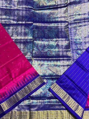 Ladies Blue & Pink Sambalpuri Original Silk Saree