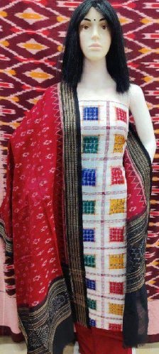 Ladies Multicolor Sambalpuri Unstitched Suit, Technics : Handloom