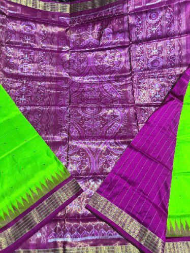 Ladies Pink & Green Sambalpuri Original Silk Saree