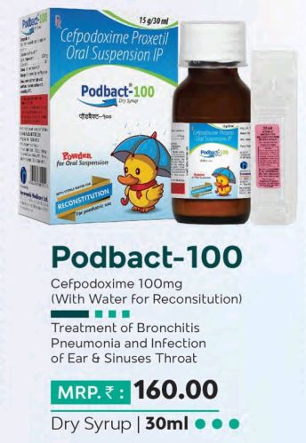 100mg Podbact Dry Syrup, Packaging Type : Plastic Bottle