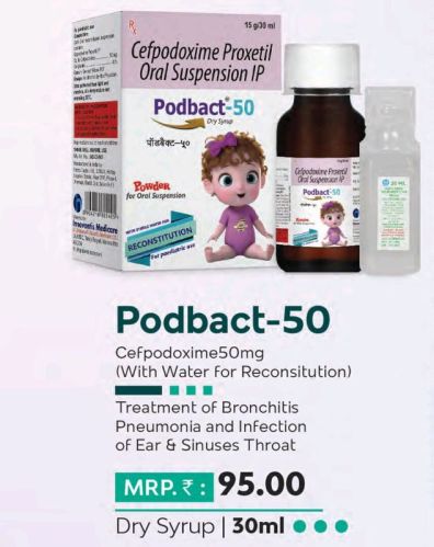 50mg Podbact Dry Syrup, Packaging Size : 30ml