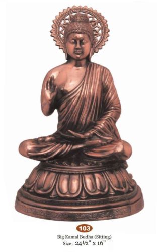 Polished Brass Buddha Sitting Statue For Worship, Office, Home