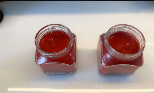 Pair Of Strawberry Jar Candle For Use Decoration