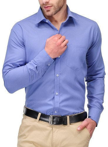 Plain Cotton Polyester Mens Formal Shirts, Technics : Machine Made