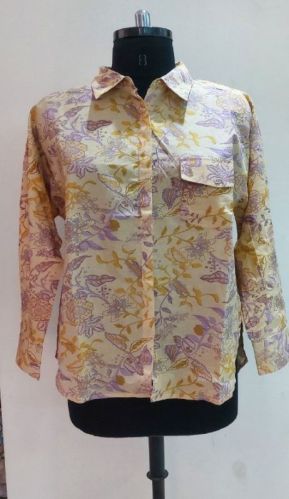 Cotton Ladies Printed Shirts, Sleeve Type : Full Sleeves