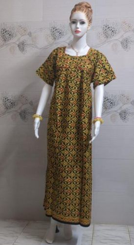 Ladies Yellow Jaipuri Cotton Nighty, Technics : Machine Made