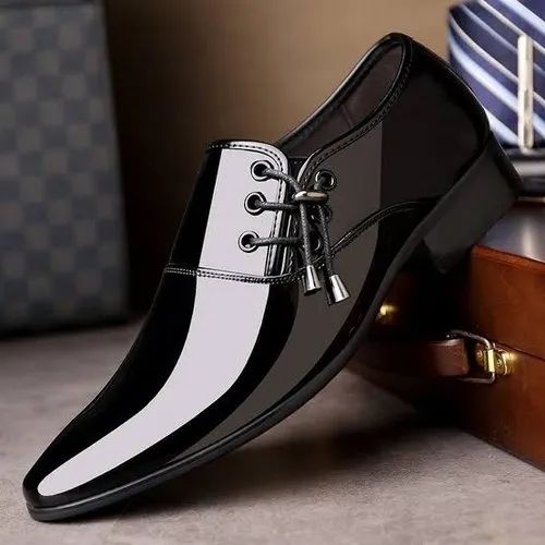 Pure Leather Mens Pointed Formal Shoes, Color : Black