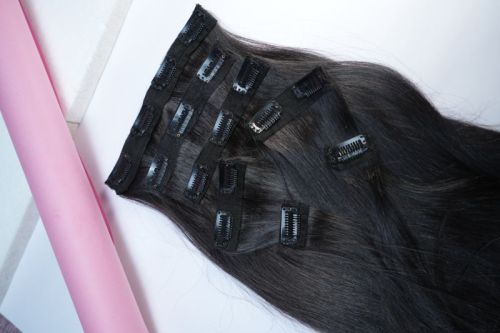 Silky Wigs Clip In Hair Extensions, Color : Black, Natural Black