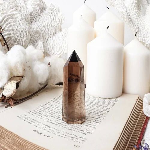 Gemstone Smoky Quartz Wand Point For Meditation Tool