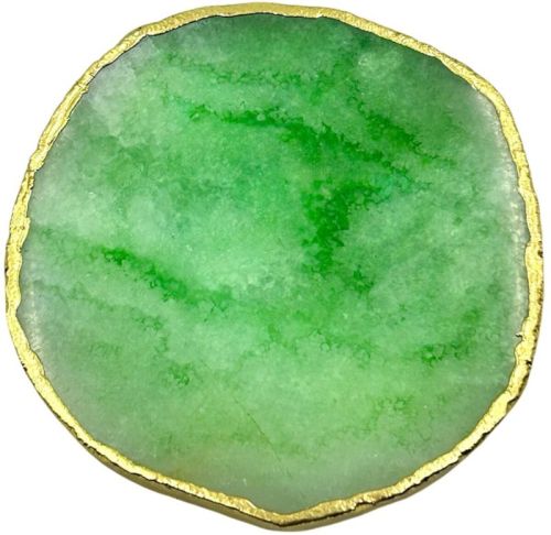Polished Semi Precious Stone Plain Green Table Coaster