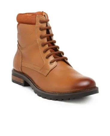 Mens Tan Leather Ankle Boot, Packaging Type : Box