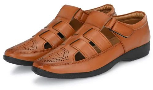 Mens Tan Leather Buckle Sandal For Casual Wear