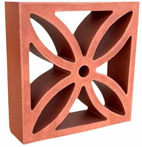 Flower Terracotta Clay Jali, Color : Red