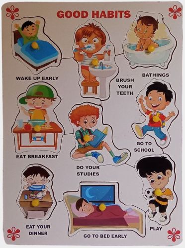 Color Coated TE-69 Wooden Good Habits Puzzle, Color : Multicolor
