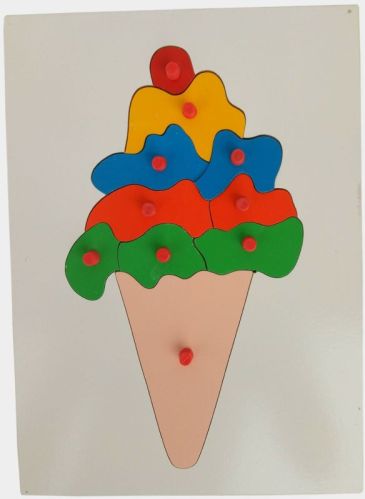 Color Coated TE-73 Wooden Ice Cream Puzzle, Color : Multicolor