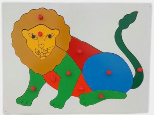 Color Coated TE-29 Wooden Lion Puzzle, Color : Multicolor