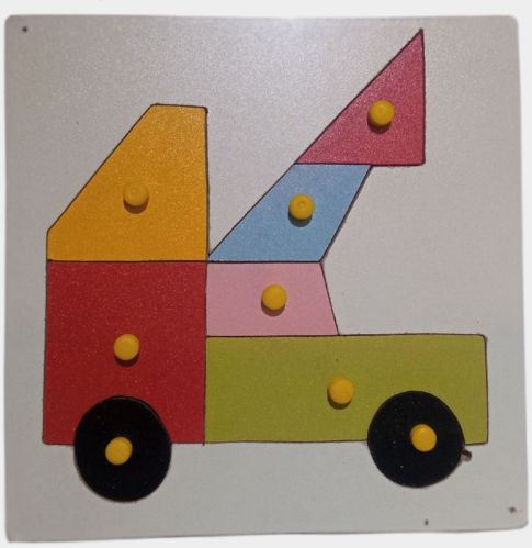 Color Coated TE-62 Wooden Vehicle Puzzle, Color : Multicolor