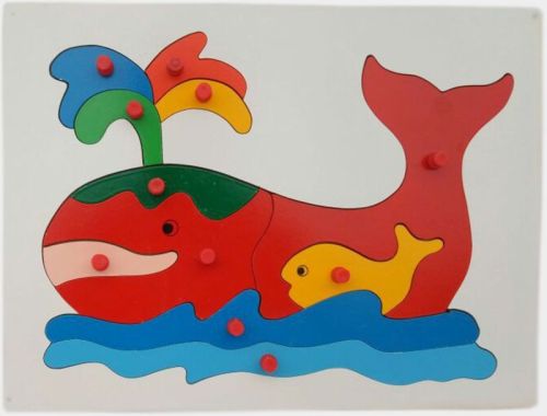 Color Coated TE-33 Wooden Whale Puzzle, Color : Multicolor