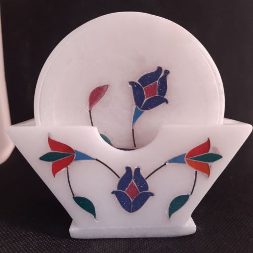 Sep Printed Marble Blue Coaster Flower For Tableware, Restaurant Use, Hotel Use, Decoration Use