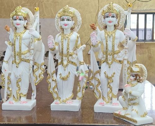 Polished White Marble RAM Darbar For Statue