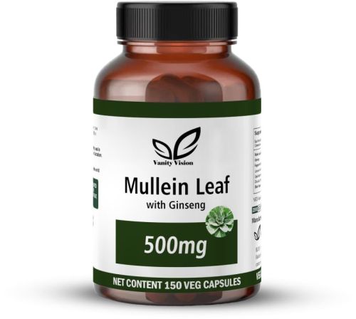 Vanity Vision Mullein Leaf 500mg Capsules, Packaging Type : Bottle