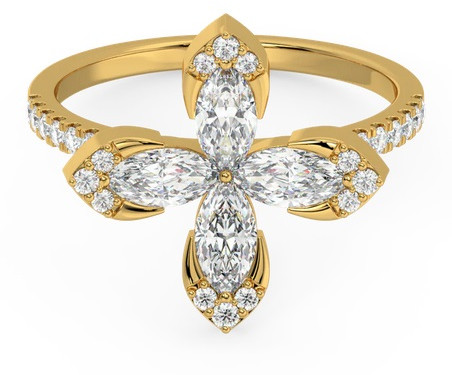 4 Lab Grown Diamond Petal Ring, Gender : Female